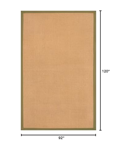 JONATHAN Y Border Jute Indoor Area Rug Natural/Olive 8X10 ft, Camden Farmhouse Cottage for Living Room, Bedroom, Kitchen, Office, Easy-Cleaning, High Traffic, Pet-Friendly, Non-Shedding KTN100E-8 - color: Natural/Olive, size: 7'8" x 10' (Rectangular)