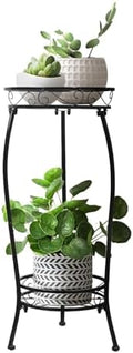 Plant Stand Indoor Outdoor 2 Tier 27" Tall Metal Potted Holder Rack Flower Pot Stand Heavy Duty Plant Shelf Rustproof Iron Multiple Plant Round Supports Rack for Planter Corner Garden