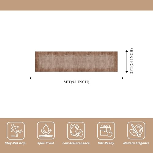 2x8 Washable Hallway Runner Rug – Non-Slip Modern Abstract Neutral Low-Pile Stain-Resistant Carpet Runner for Kitchen Entryway Bedroom Bathroom (Warm Taupe,2x8) - color: Warm Taupe, size: 2' x 8' (Rectangular)