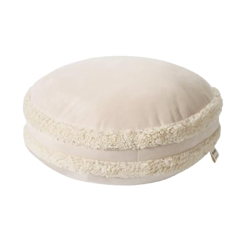 Round Throw Pillow 18x18 Inch Macaron Shape No Zipper Design Down-Like Polyester Filling Super Soft Round Cushion for Couch Chair Circle Floor Pillow 45x45cm, Khaki, 1 Piece - color: Khaki, size: 18"D x 18"W x 6.5"H