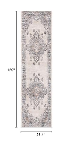 SAFAVIEH Oregon Collection Runner Rug - 2'2" x 10', Beige & Grey, Oriental Distressed Design, Non-Shedding & Easy Care, Ideal for High Traffic Areas in Living Room, Bedroom (ORE898B) - size: 2'2" x 10' (Runner)