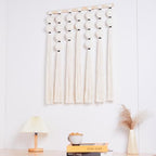 RUIZHIXUAN Macrame Wall Hanging Macrame Ball Wall Hangings Tapestry Cotton Textile Boho Wall Decor Art Bohemian headboard Handwoven 23.6" Wx30 L (white) - color: white