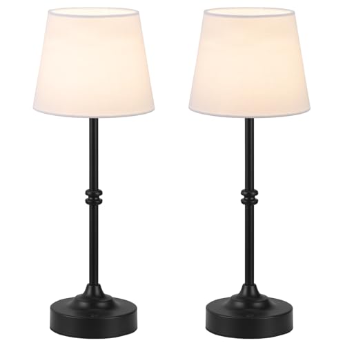 Kakanuo Rechargeable Cordless Table Lamp Black - 2 Pack 4000mAh Battery Operated Lamp, 3000K Warm Light, Touch Control Stepless Dimming, for Bedside, Dining Table, Home Decor - color: Black, size: 2 Pack - 15.6in