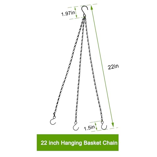 Hanging Basket Chain,22 Inch Black Hanging Chain,Chain for Hanging Plants with Hooks for Bird Feeder Hanging Planter Porch Wind Chime (Black, 22 Inch-5PCS) - color: Black, size: 22 Inch-3 point 5 pack