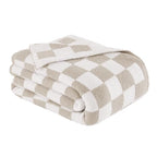 Checkered Throw Blanket, Taupe Soft Cozy Fluffy Knitted Throw Blankets for Couch, Sofa, Bed, Chair, Warm Fuzzy Travel Picnic Lightweight Plaid Blanket, 60x80 inches - color: Taupe, size: 60×80 Inch