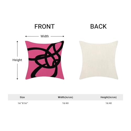 Black and Hot Pink Pillow Covers 16x16 Set of 2 Geometric Abstract Modern Art Line Throw Pillow Covers Modern Minimalist Decorative Square Linen Cushion Case Boho Decor for Home Sofa Outdoor - color: Hot Pink Abstract Art Line, size: 16" x 16" (Pack of 2)