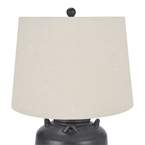 Nourison Home 24" Black Farmhouse Ceramic Pottery Jug Table Lamp for Bedside Table, Living Room, Office, Entryway - color: Black