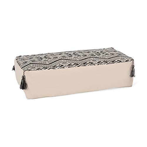 Foamma Pouf Ottoman Natural+Black, 42"x24"x19" - Rectangular Ottoman Foot Rest for Living Room and Bedroom, Pouf Footstool, Foot Rest for Couch, Boho Furniture for Home - color: Natural + Black 2