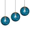 Modern Blue Glass Pendant Light, Kitchen Island Lighting 3-Pack Globe Pendant Light Fixtures Century Kitchen Island Pendant Lighting for Bedroom Living Dining Room Light Fixture (Without Bulb) - color: Blue-1 Light-3PC