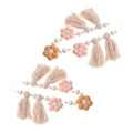Beavorty Boho Tassel Wall Hanging Ornaments with Wooden Beads, 2pcs Brown Flower Fringe Garland for Room and Party Backdrop Decor