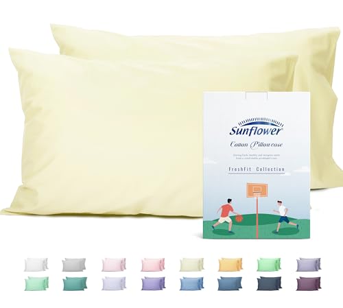 Sunflower Queen Pillowcases Set of 2, 100% Cotton Queen Pillow Cases 2, 20×30 inches Cream, Soft and Breathable - color: Cream, size: Queen (20"x30")