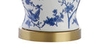 JONATHAN Y 22" Blue/White Ceramic Table Lamp, French Country Chinoiserie Ginger Jar LED Bedside Lamp for Living Room Bedroom, White Linen Shade, JYL3005A - color: Blue/White, size: Set of 1