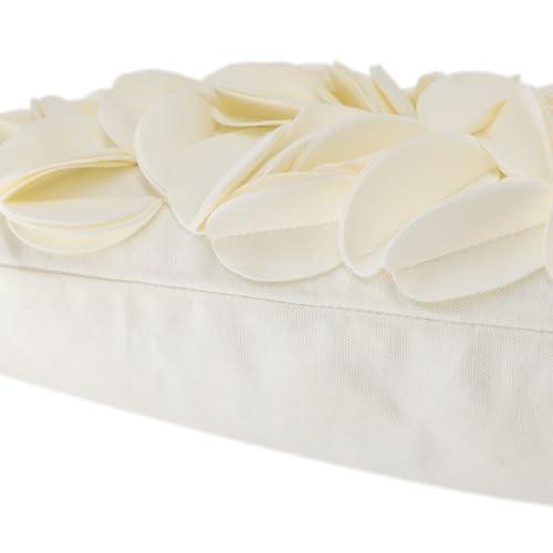 KINGROSE 3D Flower Throw Pillow Cover Decorative Cushion Cover Soft Pillow Case for Sofa Couch Bedroom Home Decor 12 x 20 Inches Cream - color: Cream - Velvet