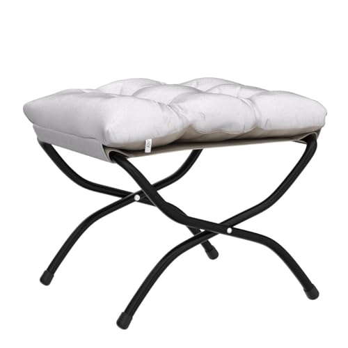 Foldable Upholstered Footstool, Space-Saving Washable Cushion, 18.5"x14.8"x15", 150lb, Indoor/Outdoor - Living Room/Bedroom/Patio Light Grey - color: Light Grey