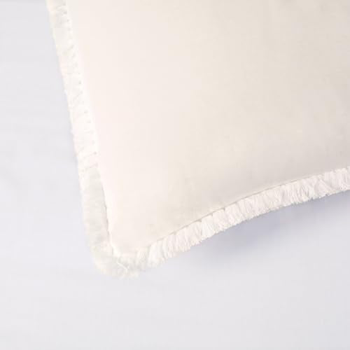 Ivory Euro Sham Covers Tassel Cream European Sham 26x26 Set of 2 Boho Fringed Euro Pillowcases Decorative Off White Pillow Covers Cotton Large Square - color: Ivory, size: 26" x 26" (Pack of 2)
