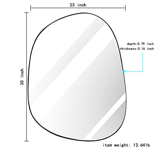 ELEHUME Asymmetrical Wall Mirror for Decor 23"*30", Modern Black Framed Wall Mirror for Living Room Bathroom Bedroom Entryway ELE-STOU-0064B - color: Mat Black, size: 30"L x 23"W