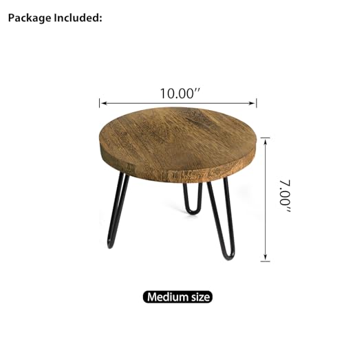 OBTAIN Plant Stand Indoor Outdoor, Wooden plant Stool, Mid Century Plant Stand for Indoor Plants, Wood Modern Plant Holder Rattan Flower, Low Short Boho Rustic Planter Stand Fit 5-15 Inch Pot(M) - color: Dark Brown, size: Medium