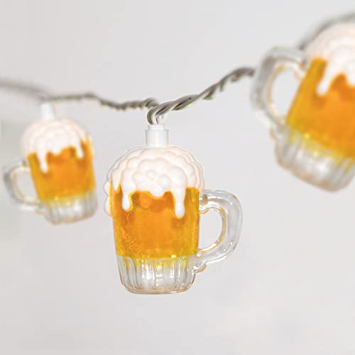 Outdoor Beer Mug String Lights Plug in, 8.5Ft 10 LED Tropical Beach Theme Beer String Lights for Cinco de Mayo Party Decorations, Hanging Tropical Party Lights Waterproof for Backyard Garden Bar Patio - color: Beer Mug Lights