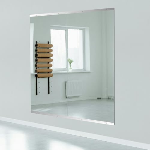 Ruomeng Home Gym Mirror, 55''x20''x2PCS Full Length, Large Frameless Body Mirror Tempered Glass for Gym, Workout, Yoga, Garage, Dance Studio - size: 55"x20"-2pcs