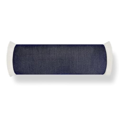 Hofdeco Premium Coastal Hampton Outdoor Performance Bolster Pillow Cover Only, 6"x20" Water Repellent, UV and Fade Resistant for Backyard, Couch, Poolside, Indigo Blue Woven Solid - color: Indigo Blue Solid 6"x20"