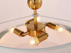 Shrine Lighting White Double Drum Chandelier, Dining Room Design, Drum Pendant Lights for Dining Room, D20'' x H10'', Adjustable Chains 55'', E12*4 Sockets, White Linen Fabric Lampshade & Gold Rod - color: Gold Rod&White Double D20''