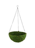 Serene Spaces Living Preserved Green Moss Hanging Basket, Decorative Planter with Metal Chain for Floral Arrangements, Garden Weddings, and Event Décor, 12.5" Diameter & 5" Tall