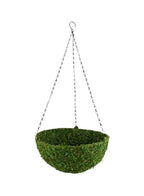 Serene Spaces Living Preserved Green Moss Hanging Basket, Decorative Planter with Metal Chain for Floral Arrangements, Garden Weddings, and Event Décor, 12.5" Diameter & 5" Tall
