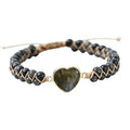 Women Boho Wrap Bracelet,Handmade Natural Stone Crystal Emperor Beads Heart Bracelet, Fashion Bohemian Jewelry Gift for Women - color: Gray