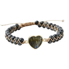 Women Boho Wrap Bracelet,Handmade Natural Stone Crystal Emperor Beads Heart Bracelet, Fashion Bohemian Jewelry Gift for Women - color: Gray