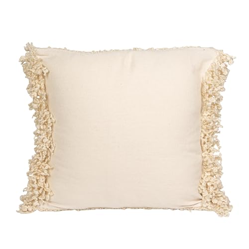 Creative Co-Op, Cream Indoor/Outdoor Woven Fabric Tufted Pillow with Fringe, Color, 20” L x 20” H