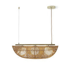 Sovev 27.5 in. Brass Bohemian 3-Light Dimmable Pendant Light with Opal Glass Rattan Shade - color: Sovev - 3 Light