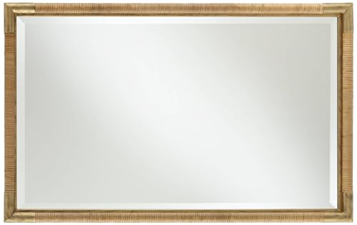 Uttermost Kampar Antiqued Gold and Rattan 23" x 36" Vanity Mirror