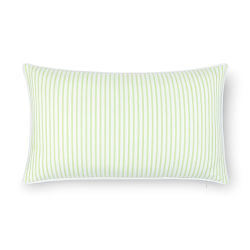 Hofdeco Premium Coastal Hampton Outdoor Performance Lumbar Pillow Cover Only, 12"x20" Water Repellent, UV and Fade Resistant for Backyard, Couch, Poolside, Grass Green Woven Coastline Stripes - color: Grass Green Coastline Stripes 12"x20"
