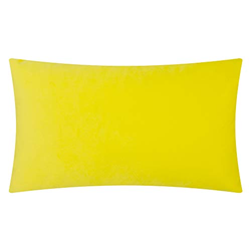 KINGROSE 3D Floral Decorative Couch Throw Pillow Cover Handmade Solid Cushion Cover Soft Pillow Case Sham 12 x 20 Inches Velvet York Yellow - color: York Yellow - Velvet