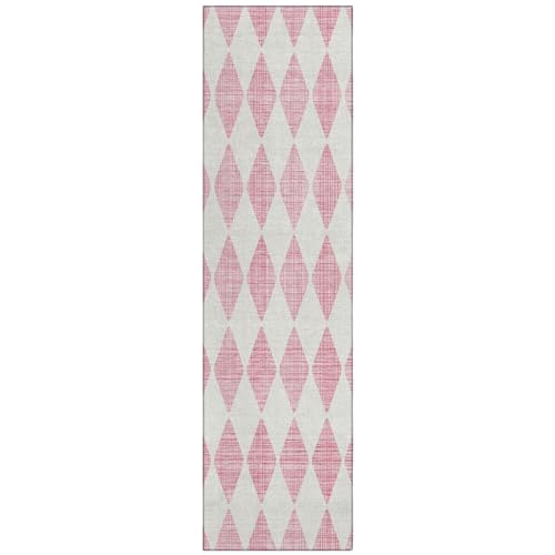 Addison Rugs Chantille ACN578 Pink 2'3" x 7'6" Indoor Outdoor Hallway Runner Rug, Stain Resistant Washable Kitchen Area Carpet for Bathroom, Laundry and Bedroom Rug - color: Pink, size: 2'3" x 7'6" (Runner)