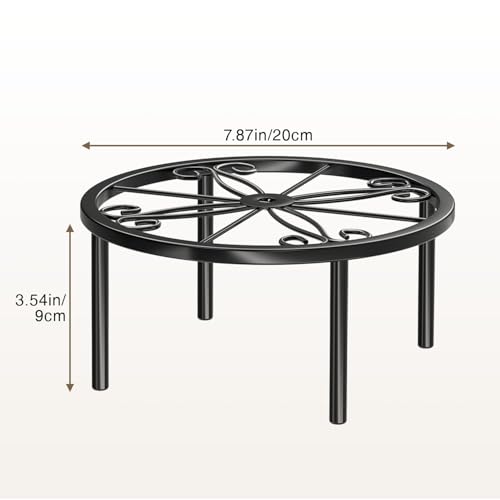 7.9 IN Plant Stand 1 PIC Metal Flower Pot Holders Indoor Tall 3.5'' Plant Rack Plant Riser Plant Shelf Accessories For Living Room Balcony Round Black