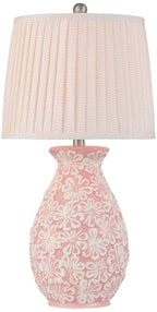 360 Lighting Buttercup 25" High Mid-Century Modern Country Cottage Ceramic 3-Way Table Lamp Pink and White Flowers Ceramic Fabric Shade Living Room Bedroom Bedside Nightstand House Office Home