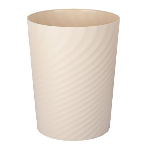 UUJOLY Plastic Small Trash Can Wastebasket, Garbage Container Basket for Bathrooms, Laundry Room, Kitchens, Offices, Kids Rooms, Dorms, (Beige, 1.8 Gallon) - color: Beige, size: 1.8 Gallon/1 Pack