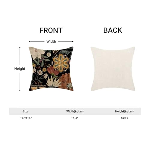 Boho Floral Pillow Covers 18x18 Inch Set of 2, Modern Abstract Outdoor Decorative Retro Bohemian Flower Throw Pillows Mid Century Tropical Leaves Couch Cushion Case for Chair Sofa Bedroom - color: Vc3, size: 18" x 18" (Pack of 2)