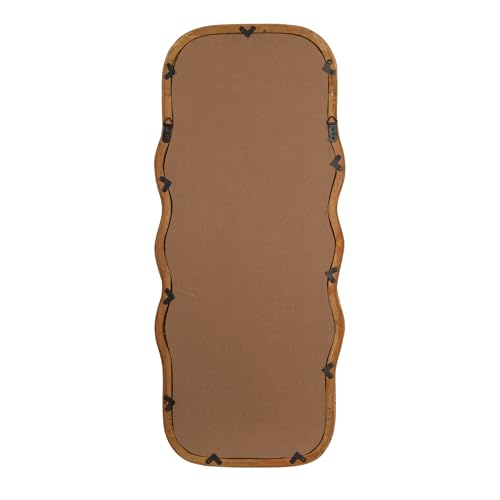 Creative Co-Op Large Wood and Rattan Wavy Mirror, Natural