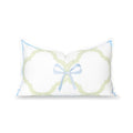 Hofdeco Premium Coastal Grandmillennial Patio Indoor Outdoor Lumbar Pillow Cover Only, 12"x20" Water Repellent for Backyard, Couch, Poolside, Grass Green Embroidered Ribbon Bow Tie on Leaves - color: Grass Green Ribbon Bow Tie on Leaves 12"x20"