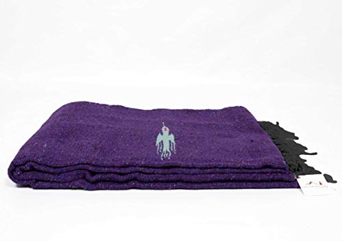 Open Road Goods Mexican Thunderbird Yoga Blanket, Handwoven Throw for Yoga, Meditation, and Home Décor – Versatile Blanket for Beach, Picnic, Camping, or Outdoor Use - color: Dark Purple