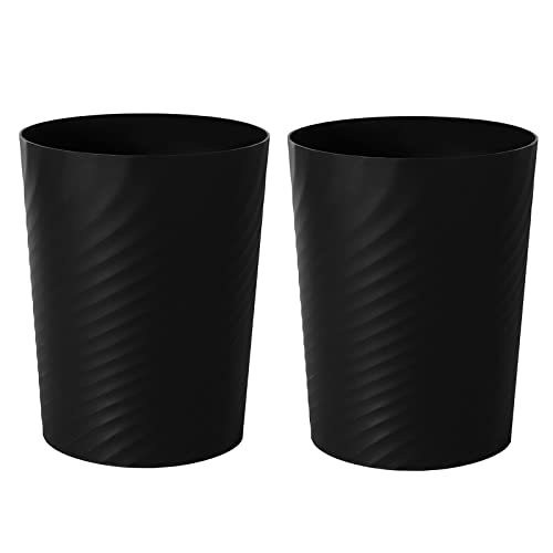 UUJOLY Plastic Small Trash Can Wastebasket, Garbage Container Basket for Bathrooms, Laundry Room, Kitchens, Offices, Kids Rooms, Dorms, (Black, 1.8 Gallon/2 Pack) - color: Black, size: 1.8 Gallon/2 Pack