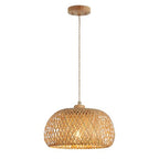 Bamboo Pendant Light Fixture One-Light Adjustable Boho Basket Handmade Woven Pendant Lighting for Kitchen Island Sink Farmhouse Dining Room - color: Natural-3