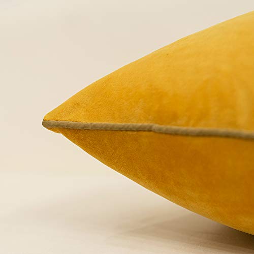 Avigers 18 x 18 Inches Yellow White Gold Leather Striped Patchwork Velvet Cushion Case Luxury Modern Throw Pillow Cover Decorative Pillow for Couch Living Room Bedroom Car - color: Yellow, size: 18" x 18" (Pack of 1)