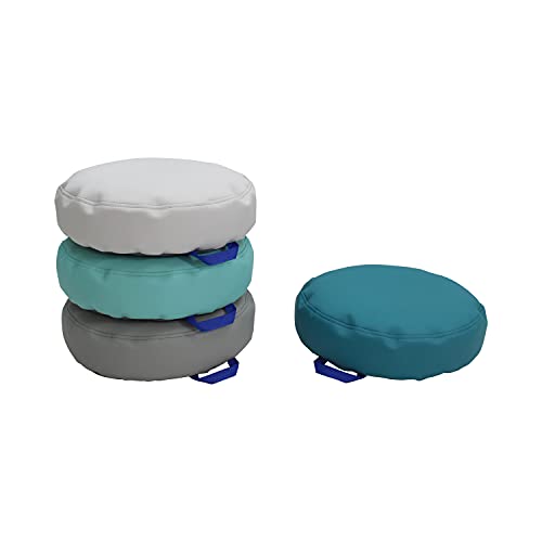 FDP SoftScape 15 inch Round Bean Floor Cushions with Handles Flexible Seating for Home, Daycare, Preschool, Classroom, Yoga and Meditation, 4 inch Height (4-Piece) - Contemporary - color: Multicolor