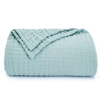 Love's cabin 100% Cotton Muslin Blanket, 6 Layer Lightweight Breathable Gauze King Size Blanket 108 x 90 Inches, Soft Summer Blanket for Bed, Cyan - color: Cyan, size: King(108"x90")