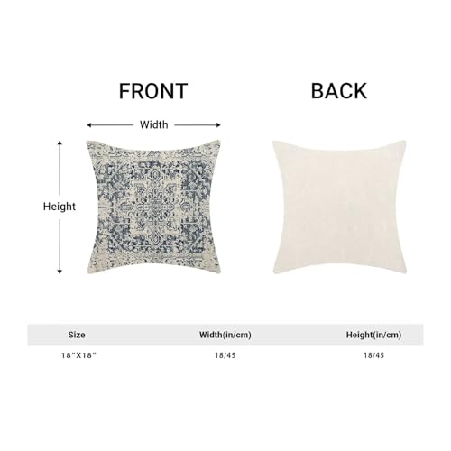 Boho Pillow Covers 18x18 Inch Set of 2, Bohemian Vintage Carpet Pattern Decoration Throw Pillowcase Boho Blue Retro Linen Outdoor Farmhouse Cushion Cover for Sofa Couch Bed Living Room - color: Boho26, size: 18" x 18" (Pack of 2)
