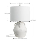 JONATHAN Y 20.5" White Ceramic Pottery Jar Table Lamp Set of 2 for Bedroom Living Room, Rustic Coastal French Country Cottage Style, White Linen Shade, LED Bulbs Included JYL5502A-SET2