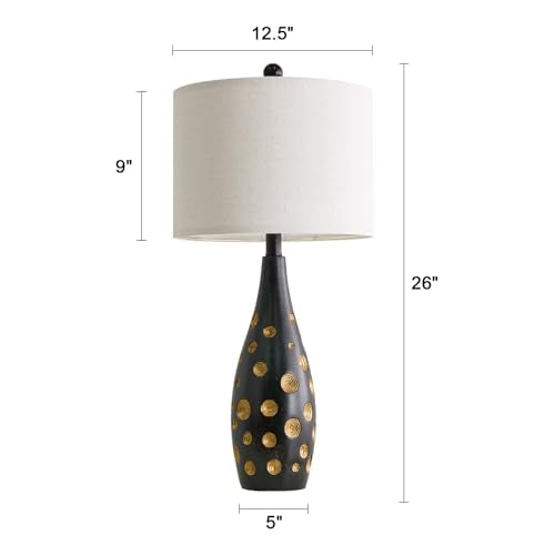 BOBOMOMO 26” Table Lamps Set of 2 for Living Room Bedroom, Modern Gold Accent Bedside Lamps with Linen Shade & Rotary Switch, Modern Farmhouse Nightstand Lamps for End Tables, Home Decor - size: 26"